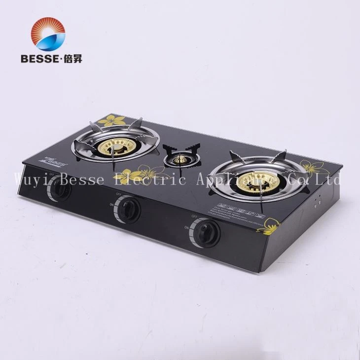 Kitchen Cooker Triple 100mm Burner 6mm Tempered Glass Gas Stove Kitchen Cooker Triple 100mm Burner 6mm Tempered Glass Gas Stove